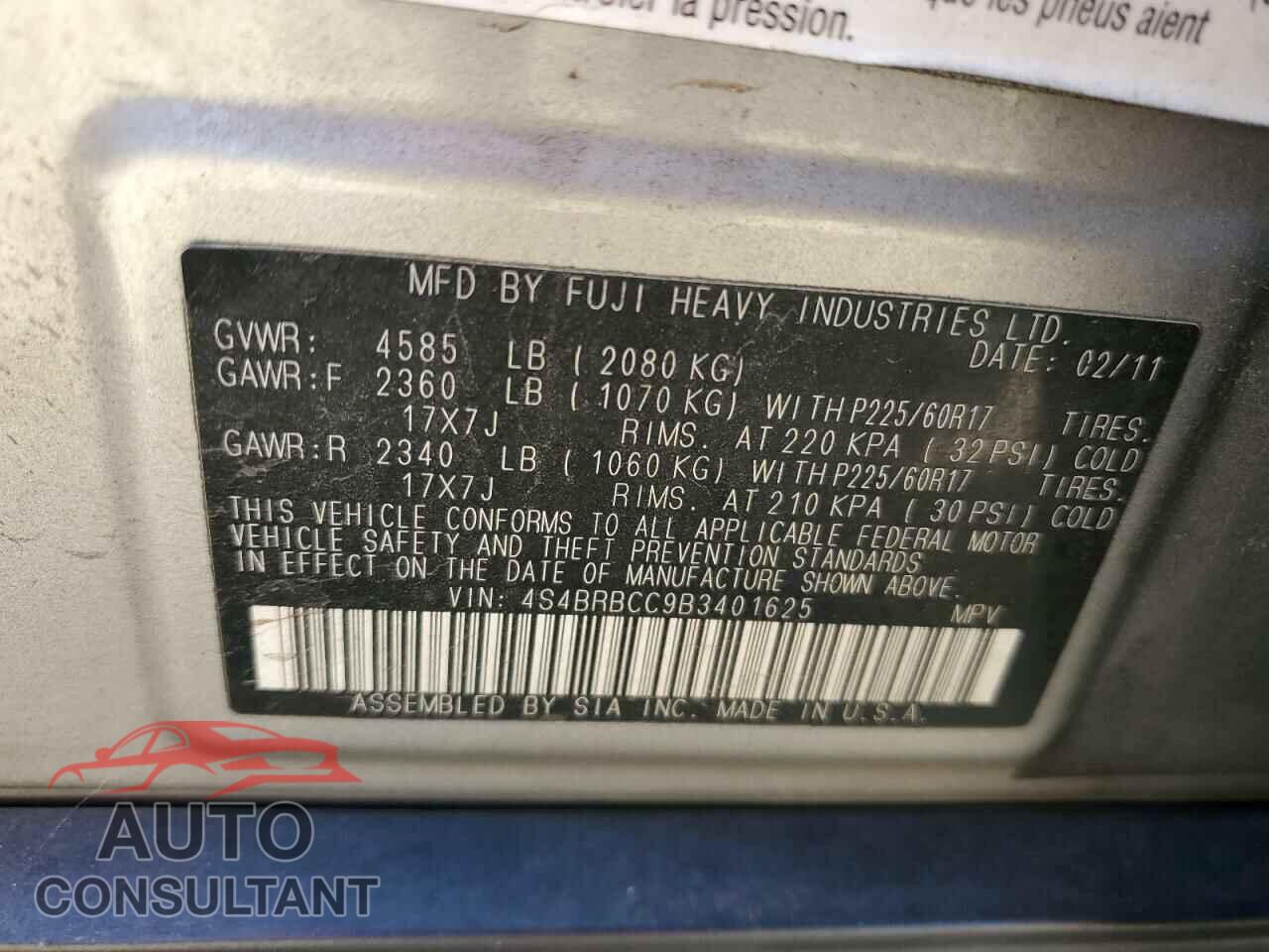 SUBARU OUTBACK 2011 - 4S4BRBCC9B3401625