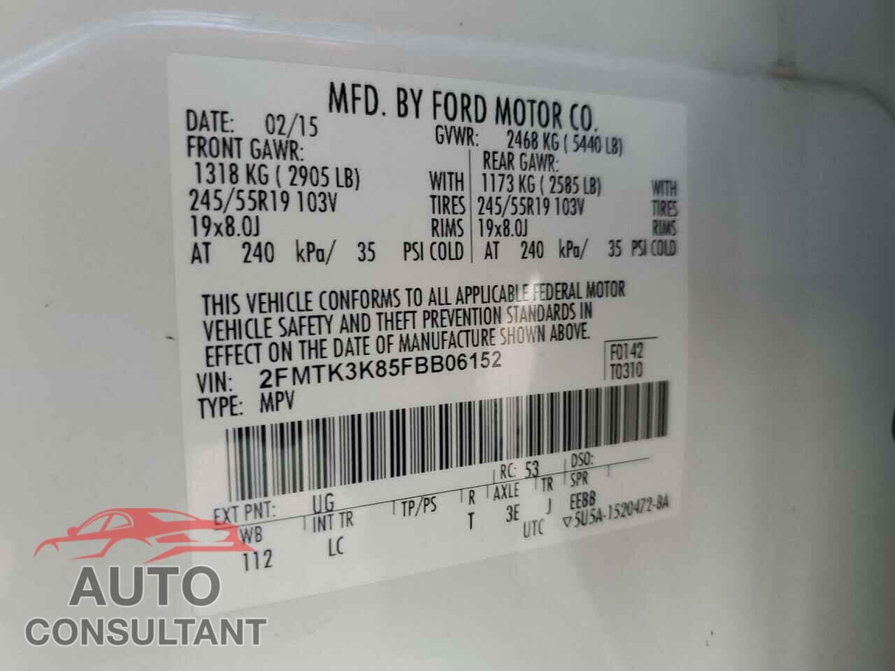 FORD EDGE 2015 - 2FMTK3K85FBB06152