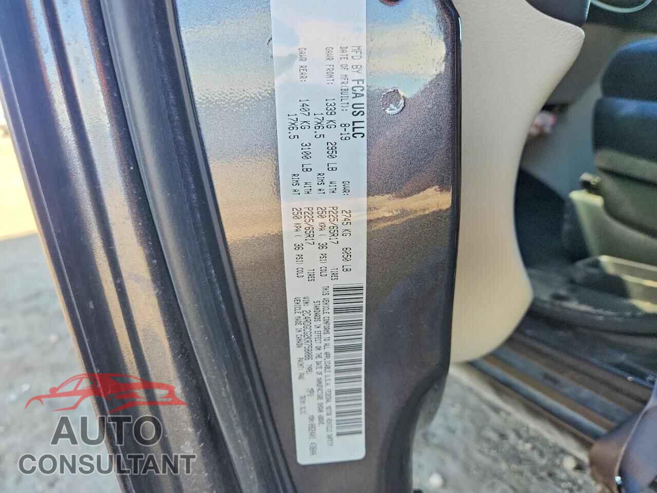 DODGE CARAVAN 2019 - 2C4RDGCG2KR758086