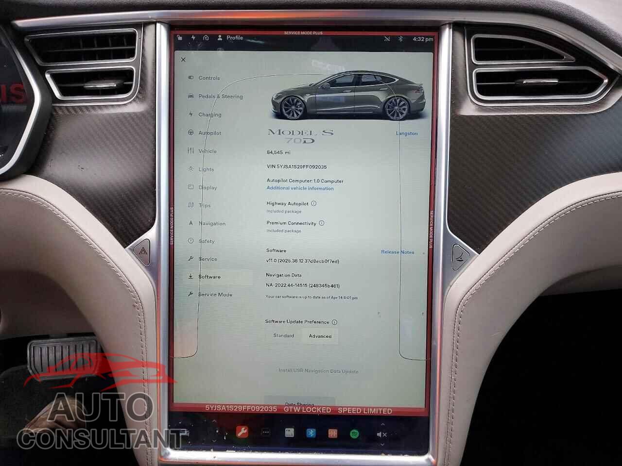 TESLA MODEL S 2015 - 5YJSA1S29FF092035