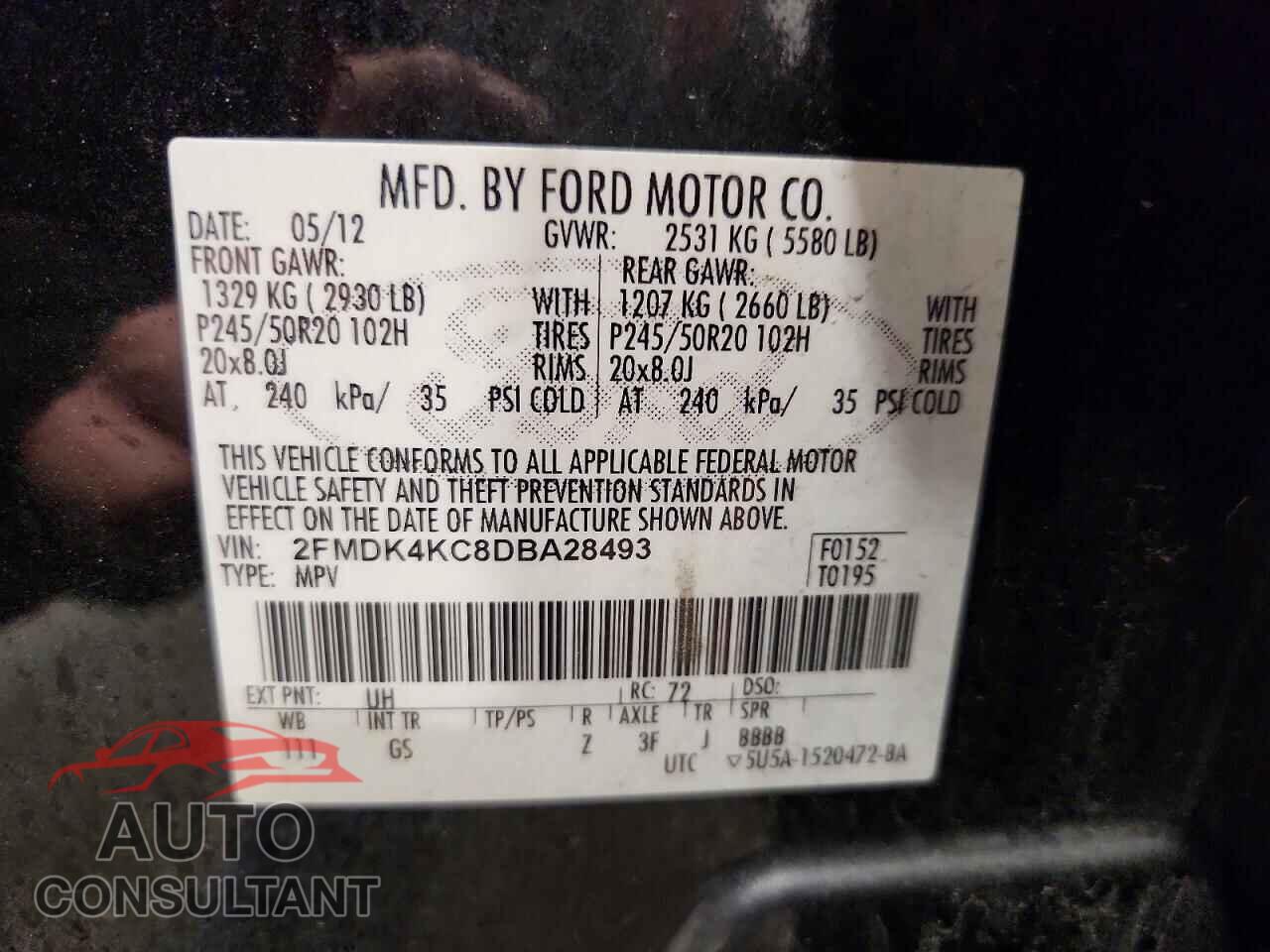 FORD EDGE 2013 - 2FMDK4KC8DBA28493