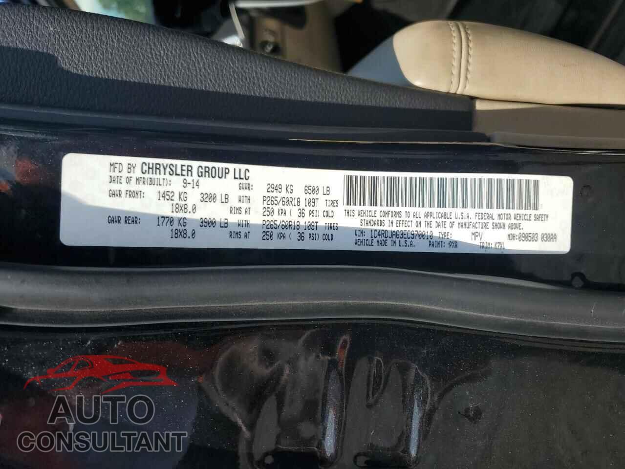DODGE DURANGO 2014 - 1C4RDJAG3EC970010