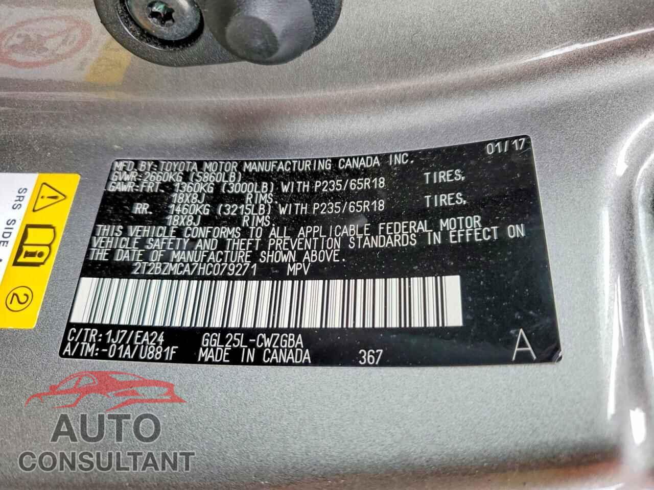 LEXUS RX350 2017 - 2T2BZMCA7HC079271