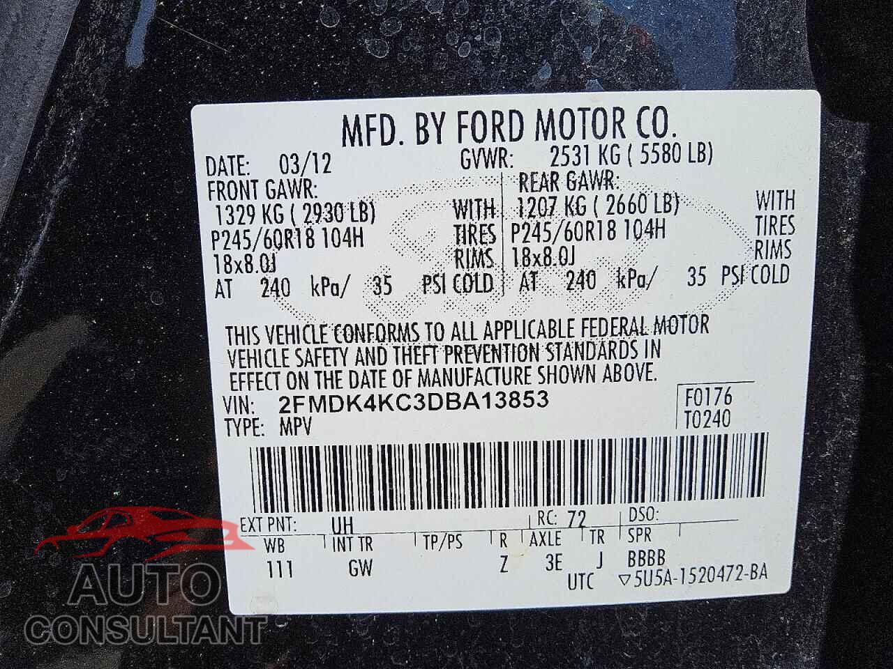 FORD EDGE 2013 - 2FMDK4KC3DBA13853