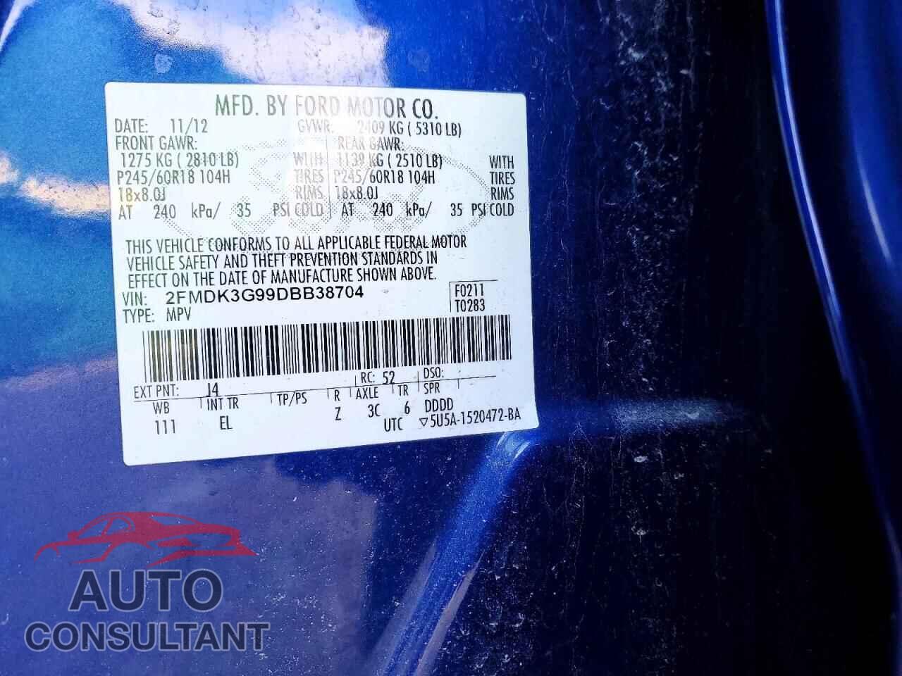FORD EDGE 2013 - 2FMDK3G99DBB38704