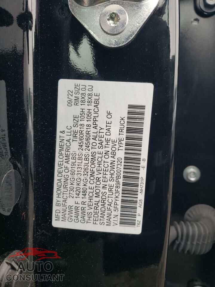 HONDA RIDGELINE 2023 - 5FPYK3F89PB007320