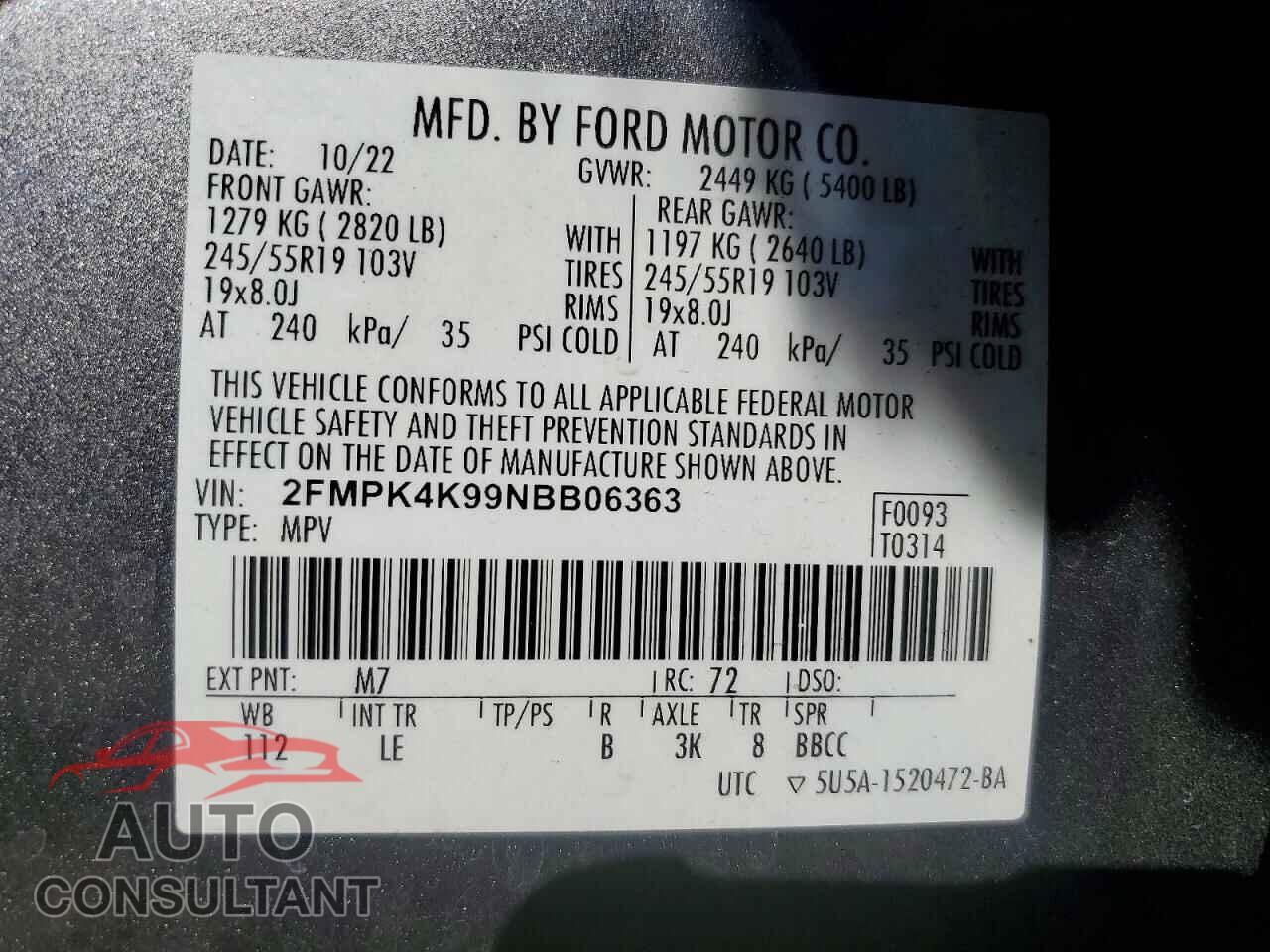 FORD EDGE 2022 - 2FMPK4K99NBB06363