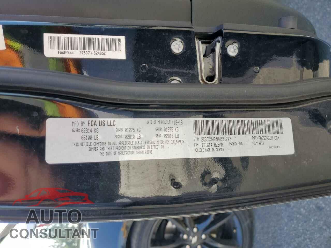 DODGE CHARGER 2017 - 2C3CDXHG0HH551777