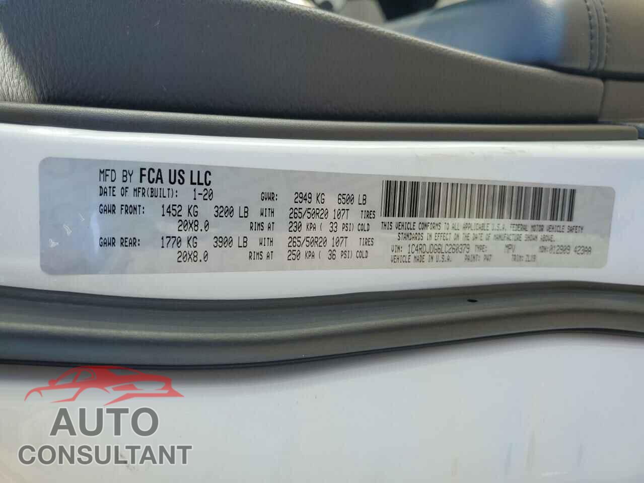 DODGE DURANGO 2020 - 1C4RDJDG6LC260379