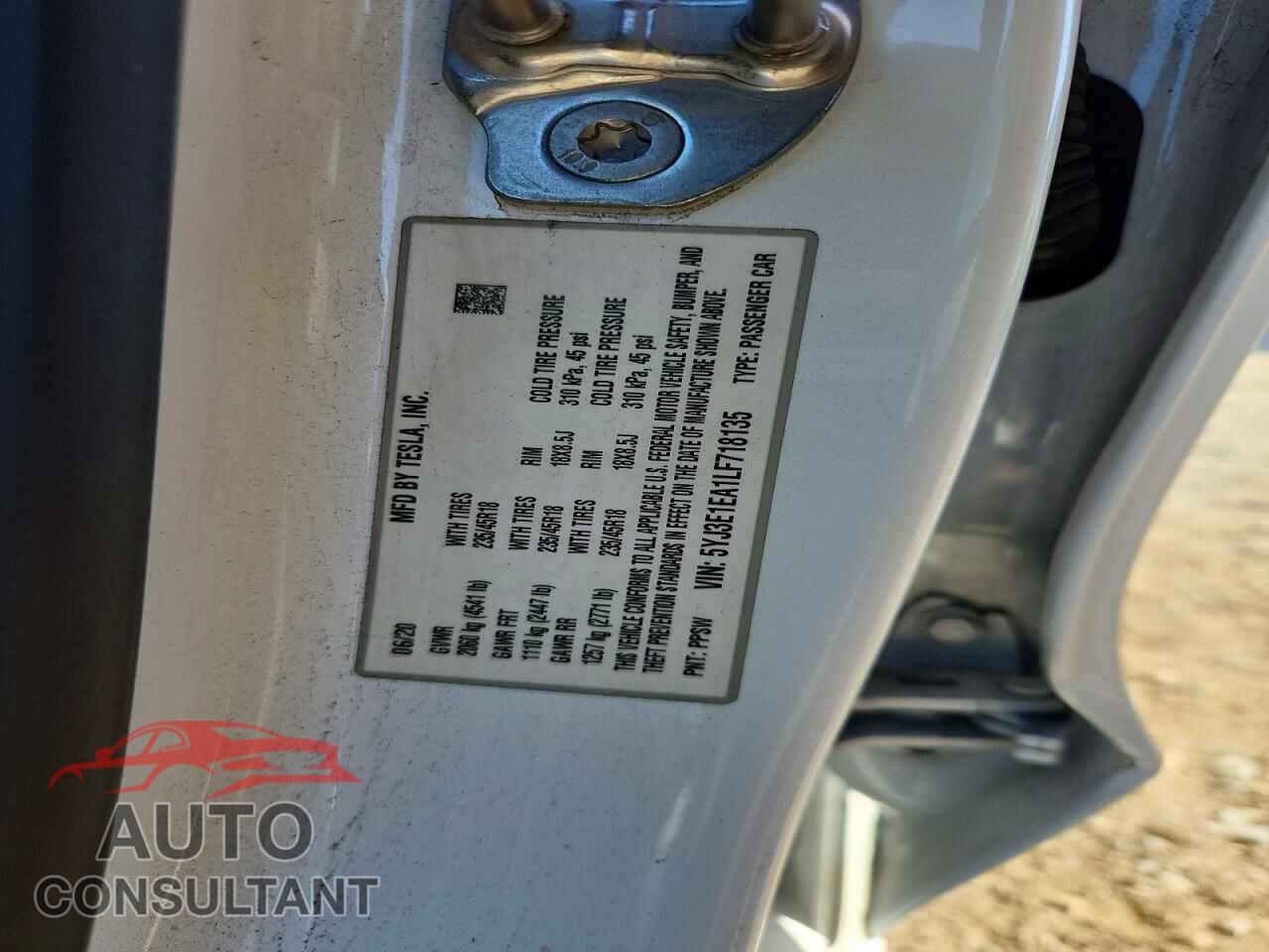 TESLA MODEL 3 2020 - 5YJ3E1EA1LF718135
