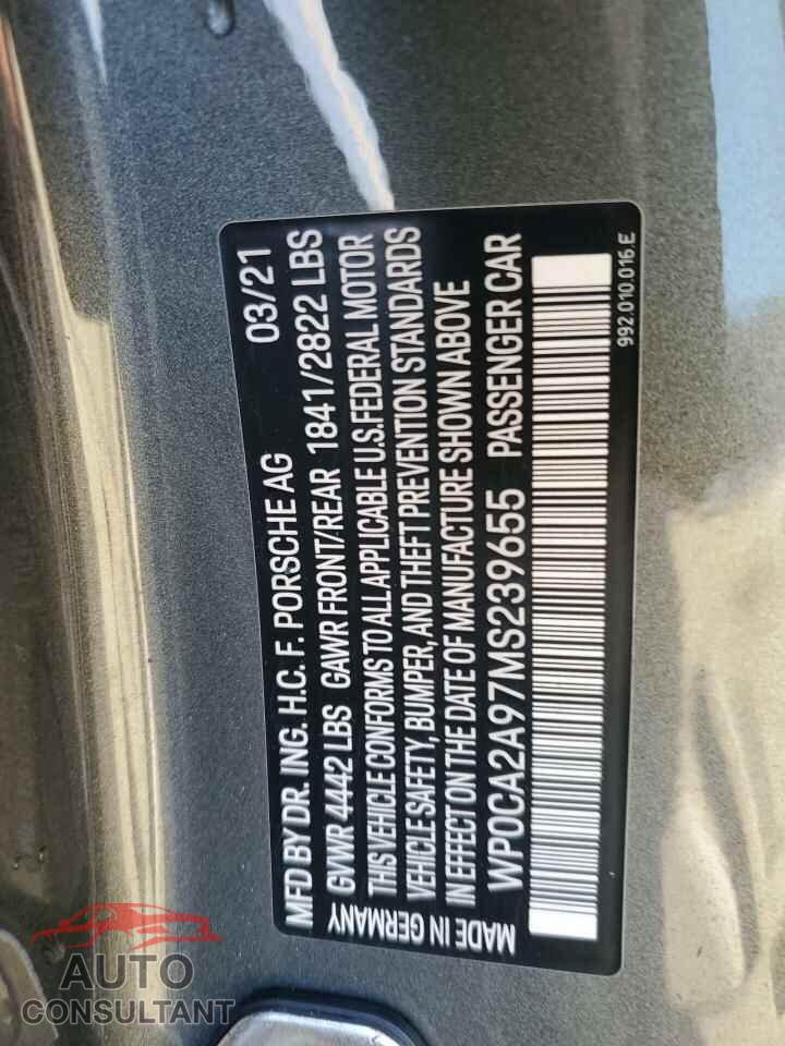PORSCHE 911 2021 - WP0CA2A97MS239655