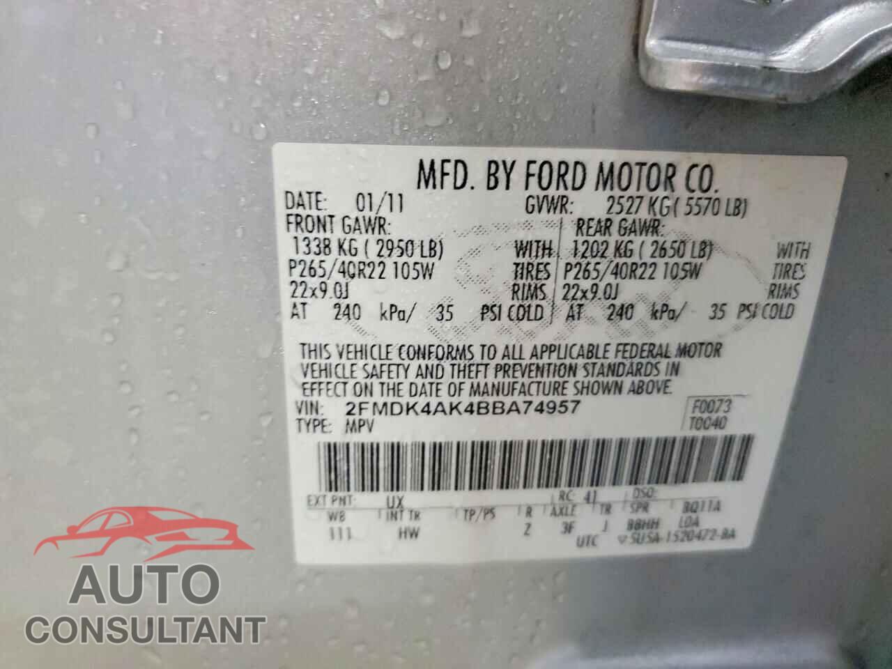 FORD EDGE 2011 - 2FMDK4AK4BBA74957