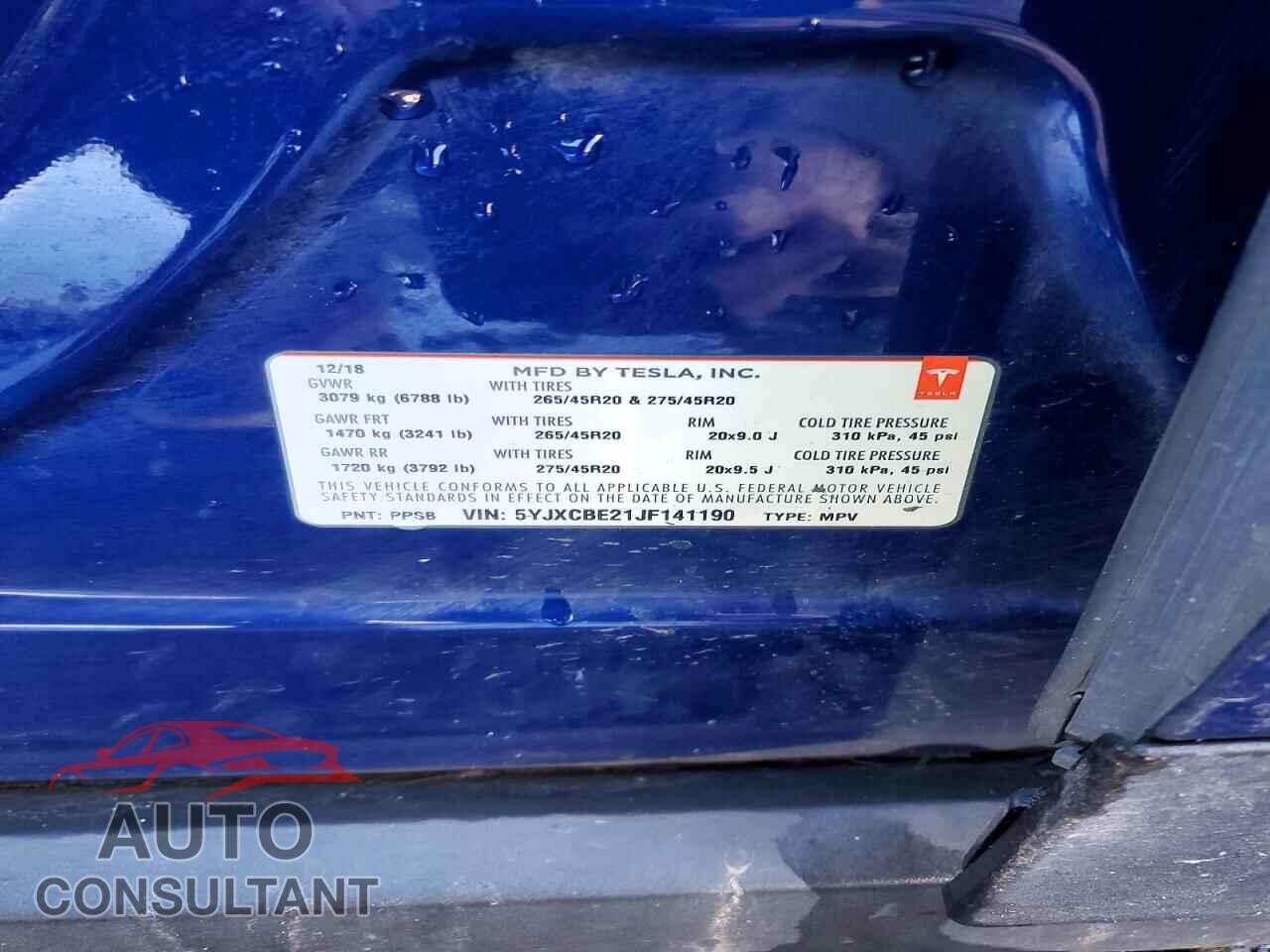 TESLA MODEL X 2018 - 5YJXCBE21JF141190