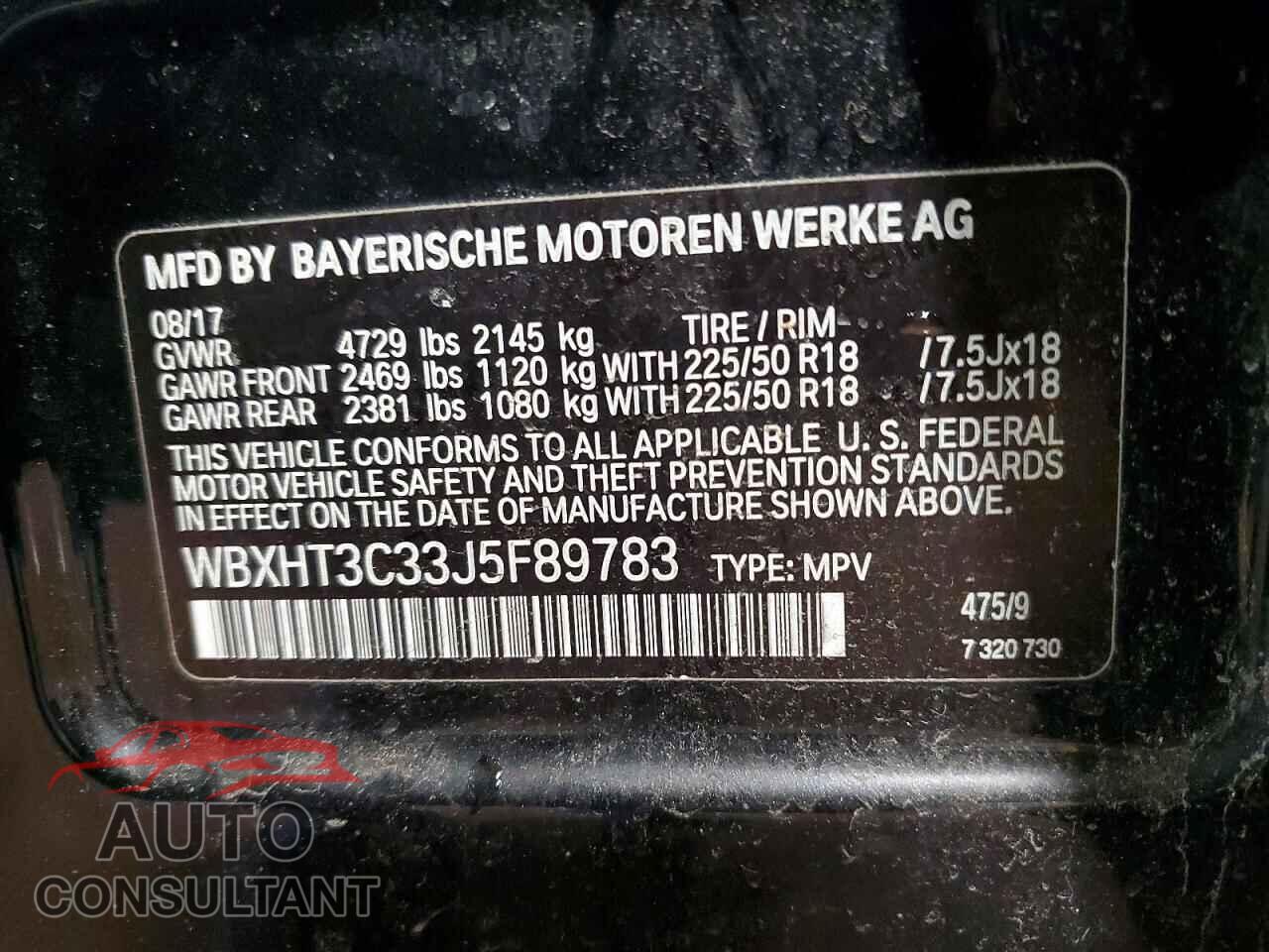 BMW X1 2018 - WBXHT3C33J5F89783