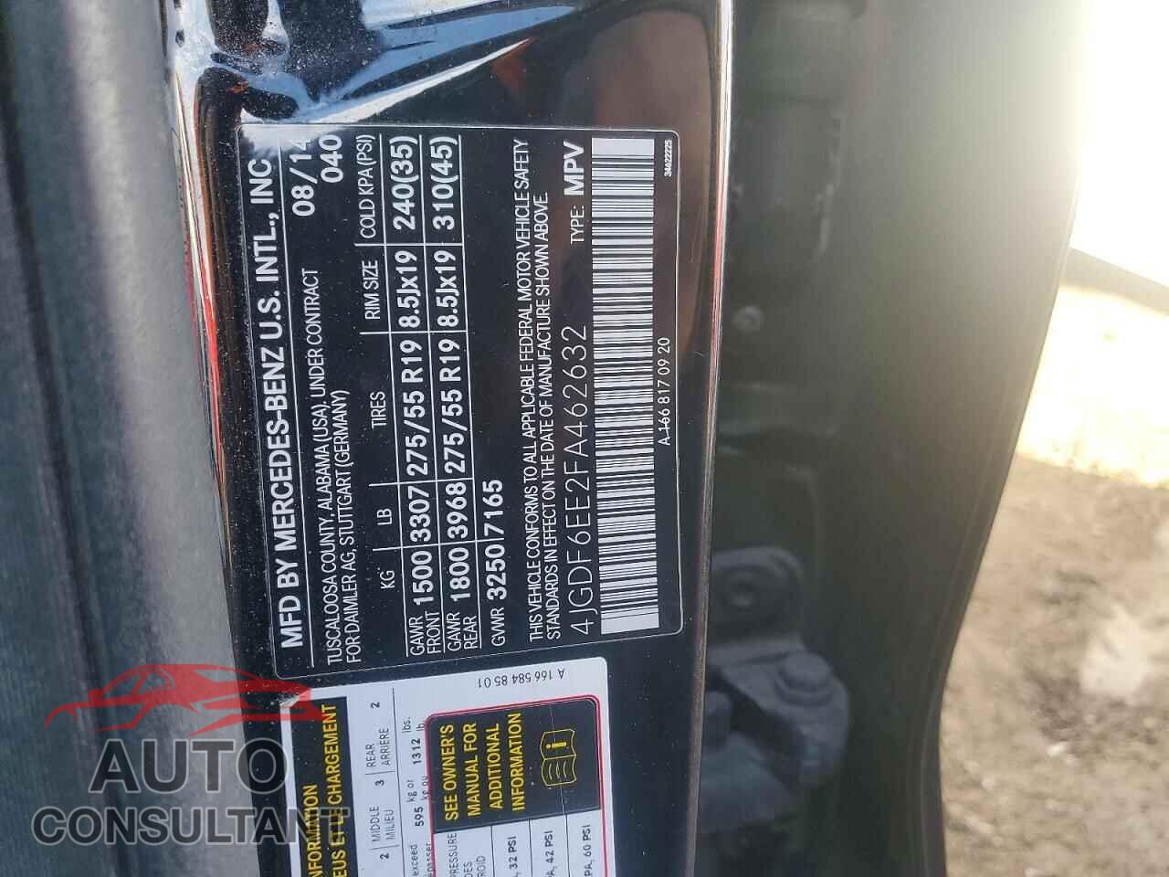 MERCEDES-BENZ GL-CLASS 2015 - 4JGDF6EE2FA462632