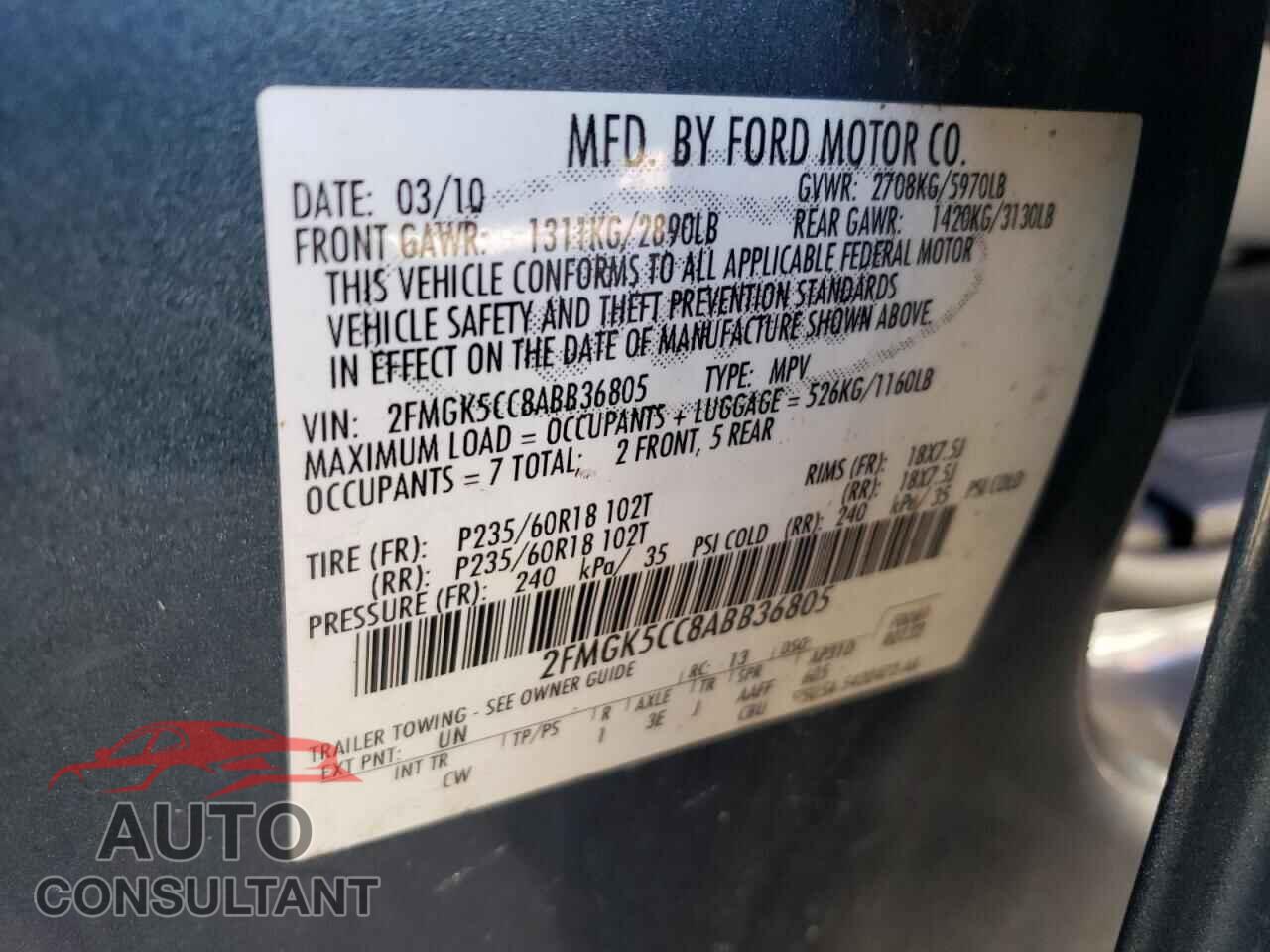 FORD FLEX 2010 - 2FMGK5CC8ABB36805