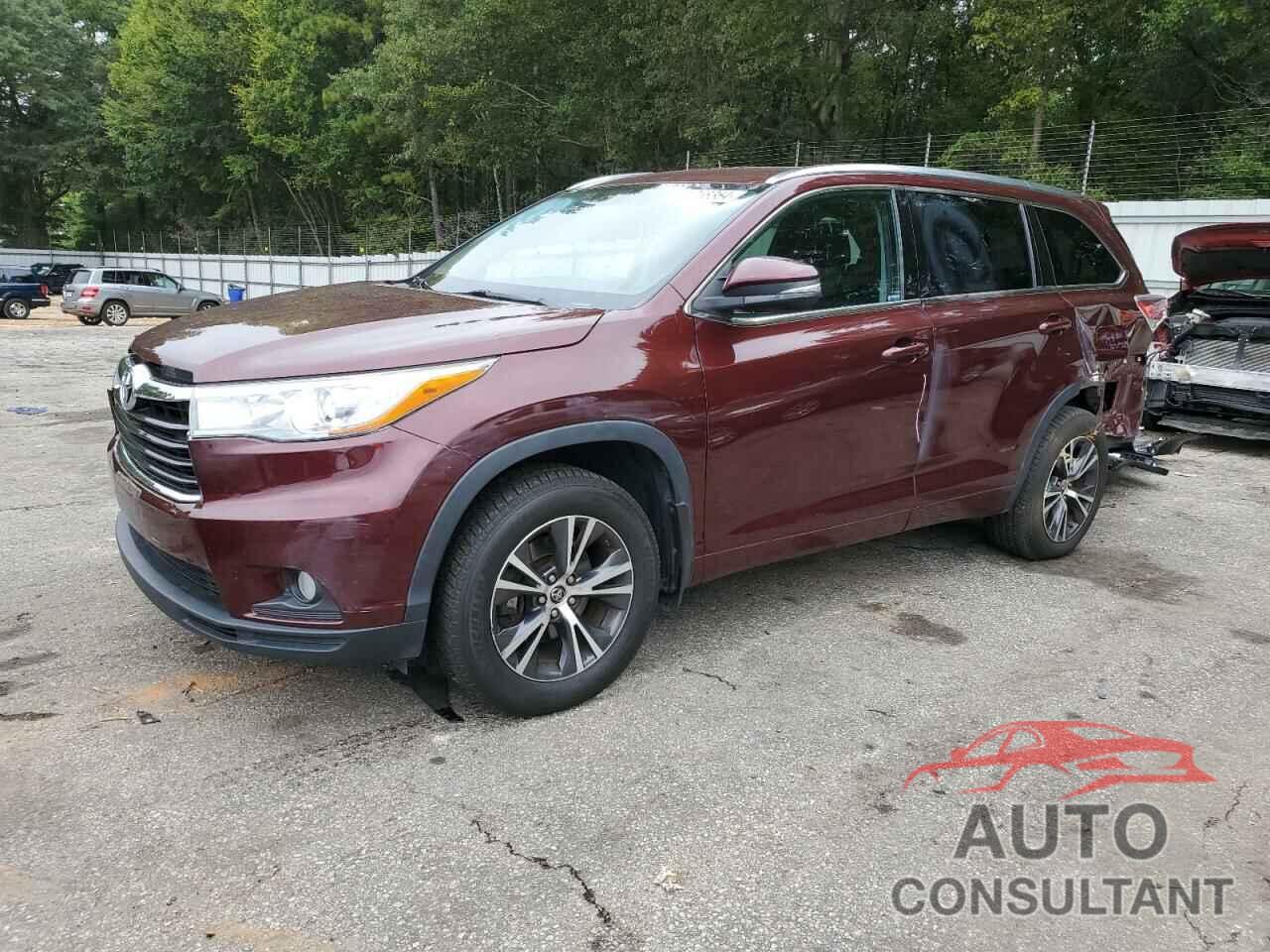 TOYOTA HIGHLANDER 2016 - 5TDJKRFH3GS236858