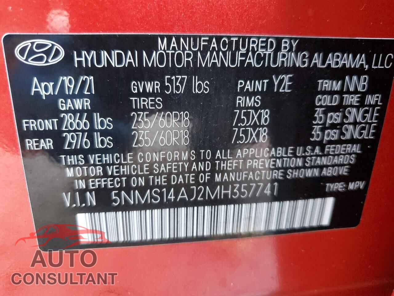 HYUNDAI SANTA FE 2021 - 5NMS14AJ2MH357741