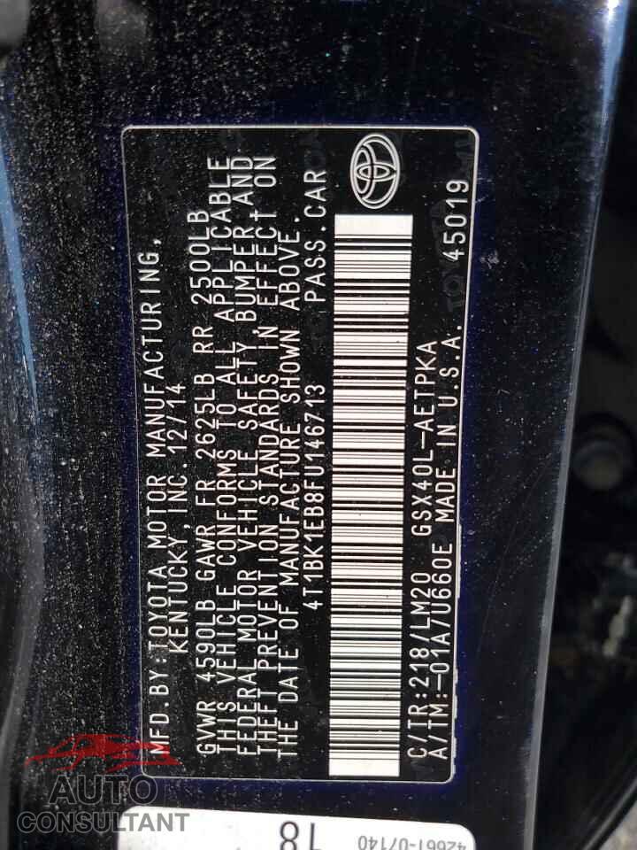TOYOTA AVALON 2015 - 4T1BK1EB8FU146713