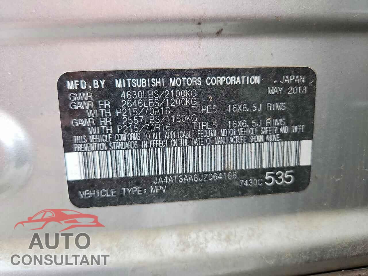 MITSUBISHI ECLIPSE 2018 - JA4AT3AA6JZ064166