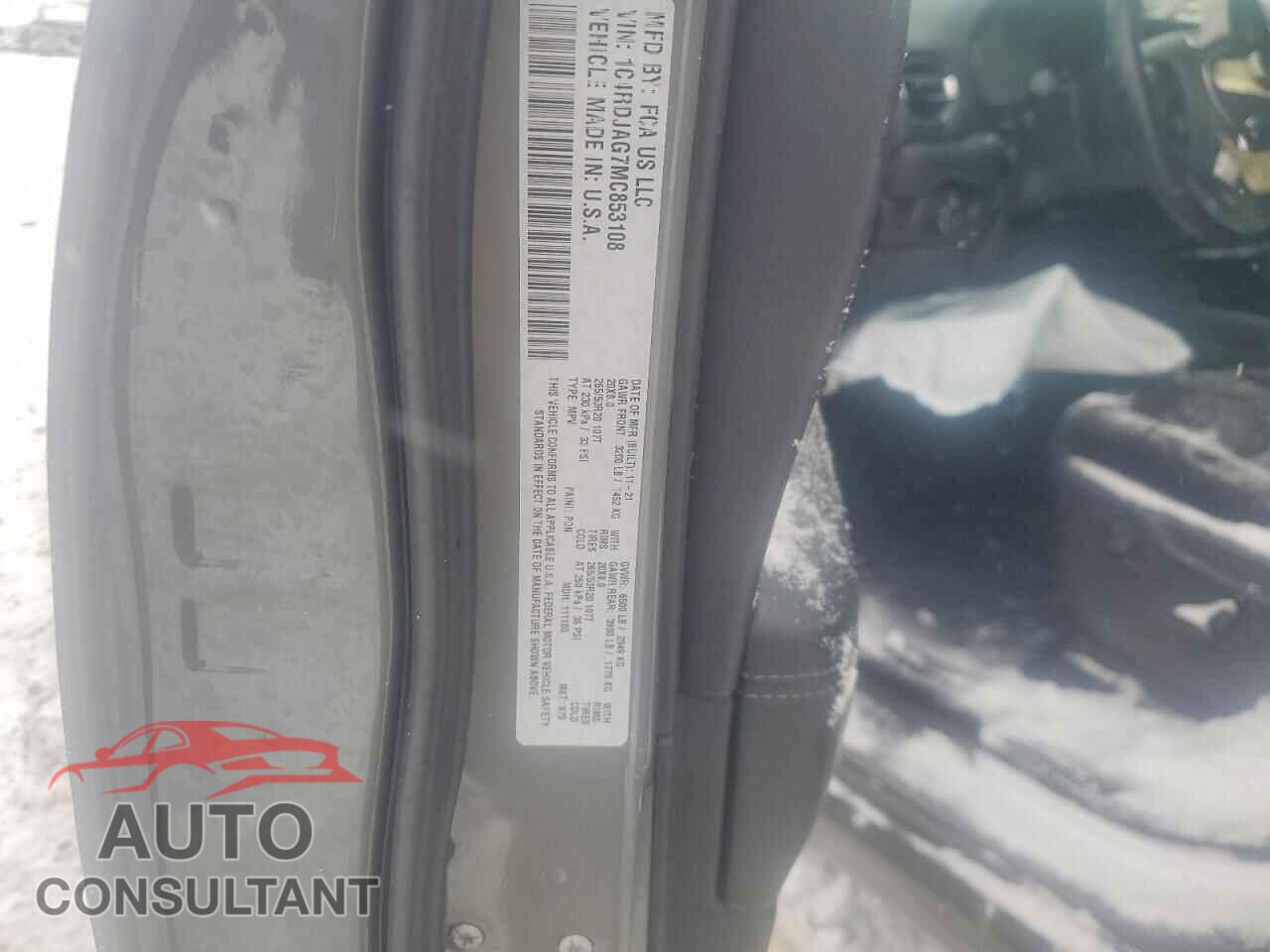 DODGE DURANGO 2021 - 1C4RDJAG7MC853108