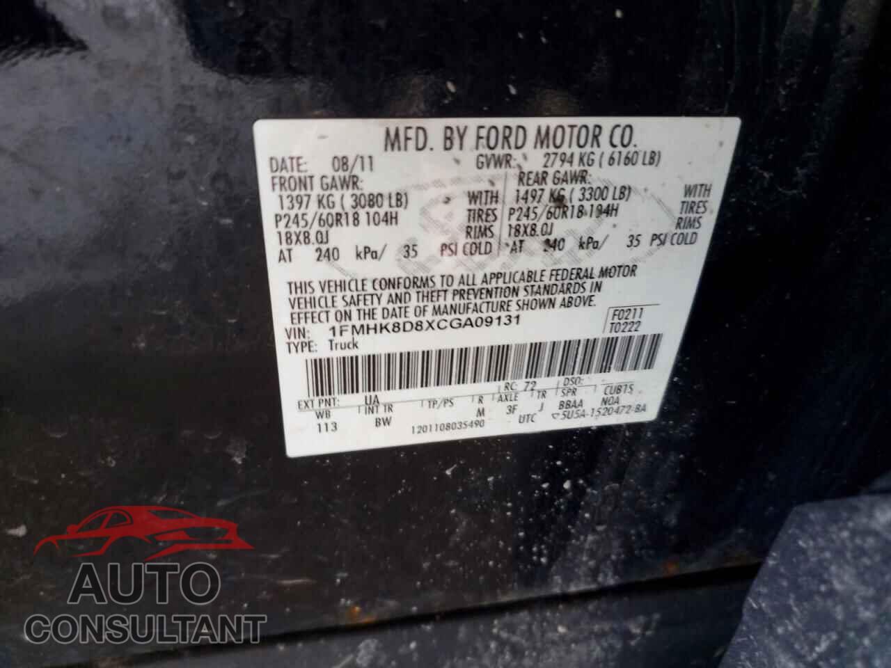FORD EXPLORER 2012 - 1FMHK8D8XCGA09131
