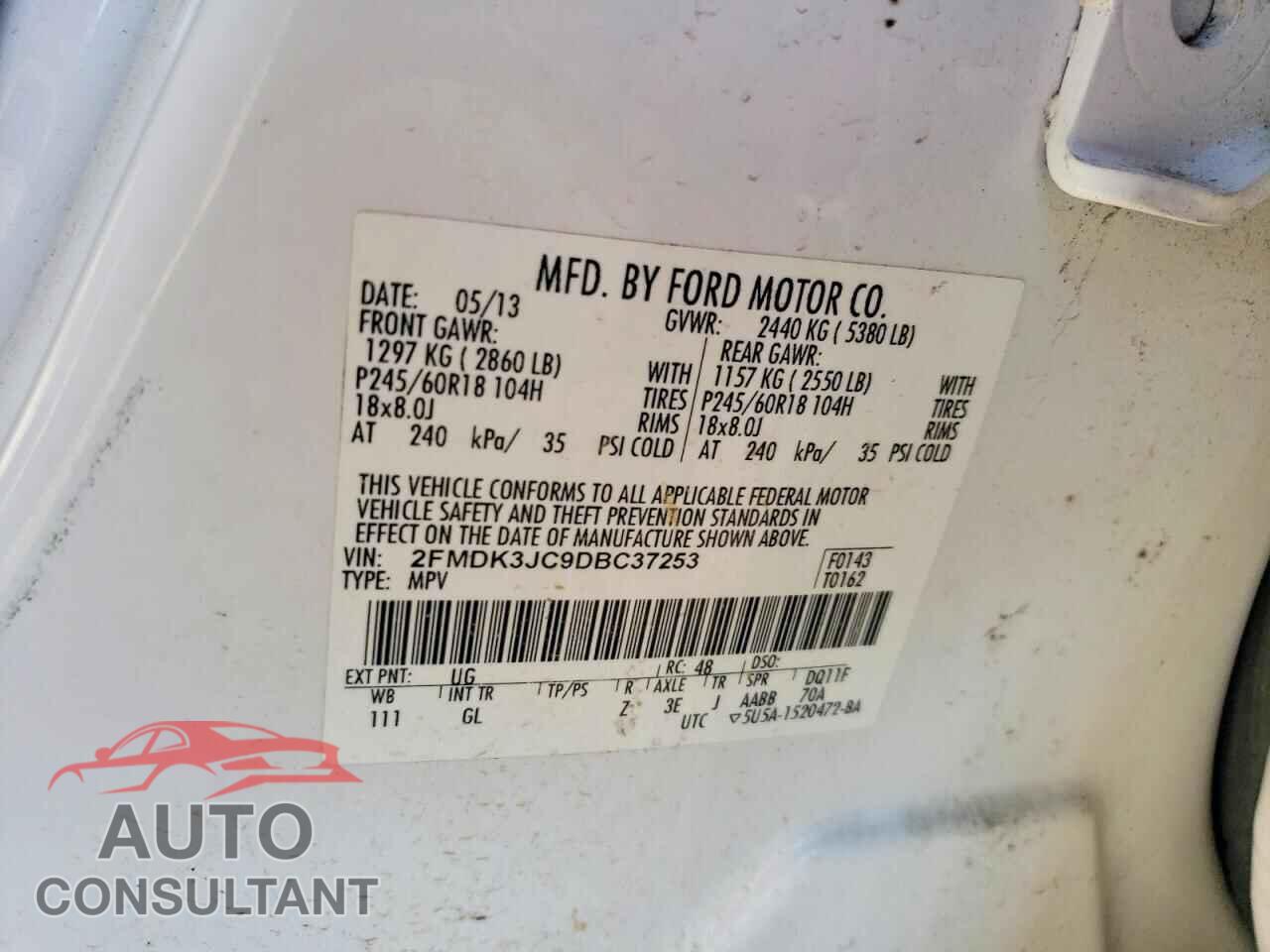 FORD EDGE 2013 - 2FMDK3JC9DBC37253
