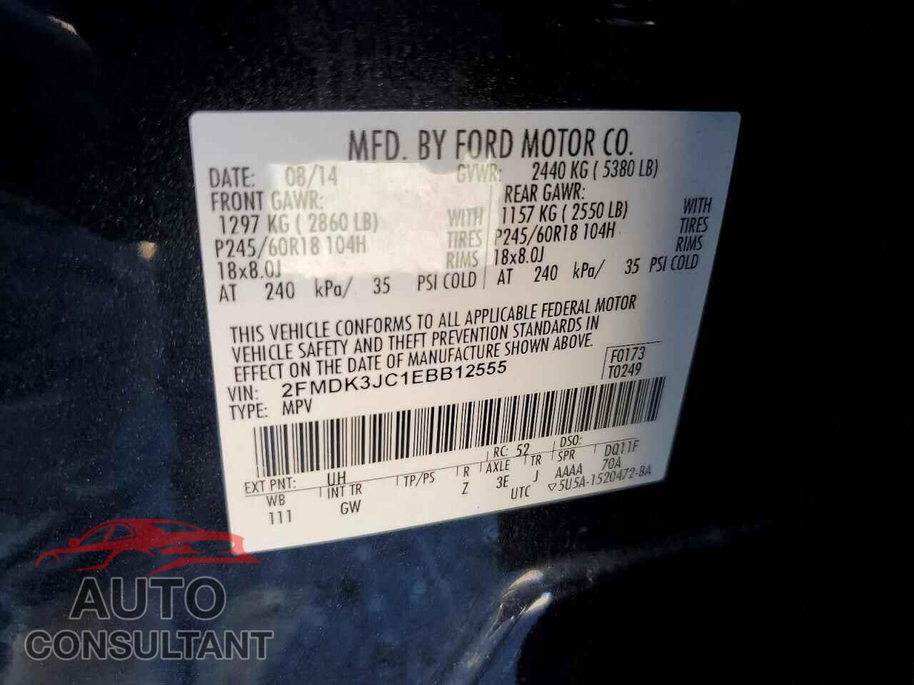 FORD EDGE 2014 - 2FMDK3JC1EBB12555