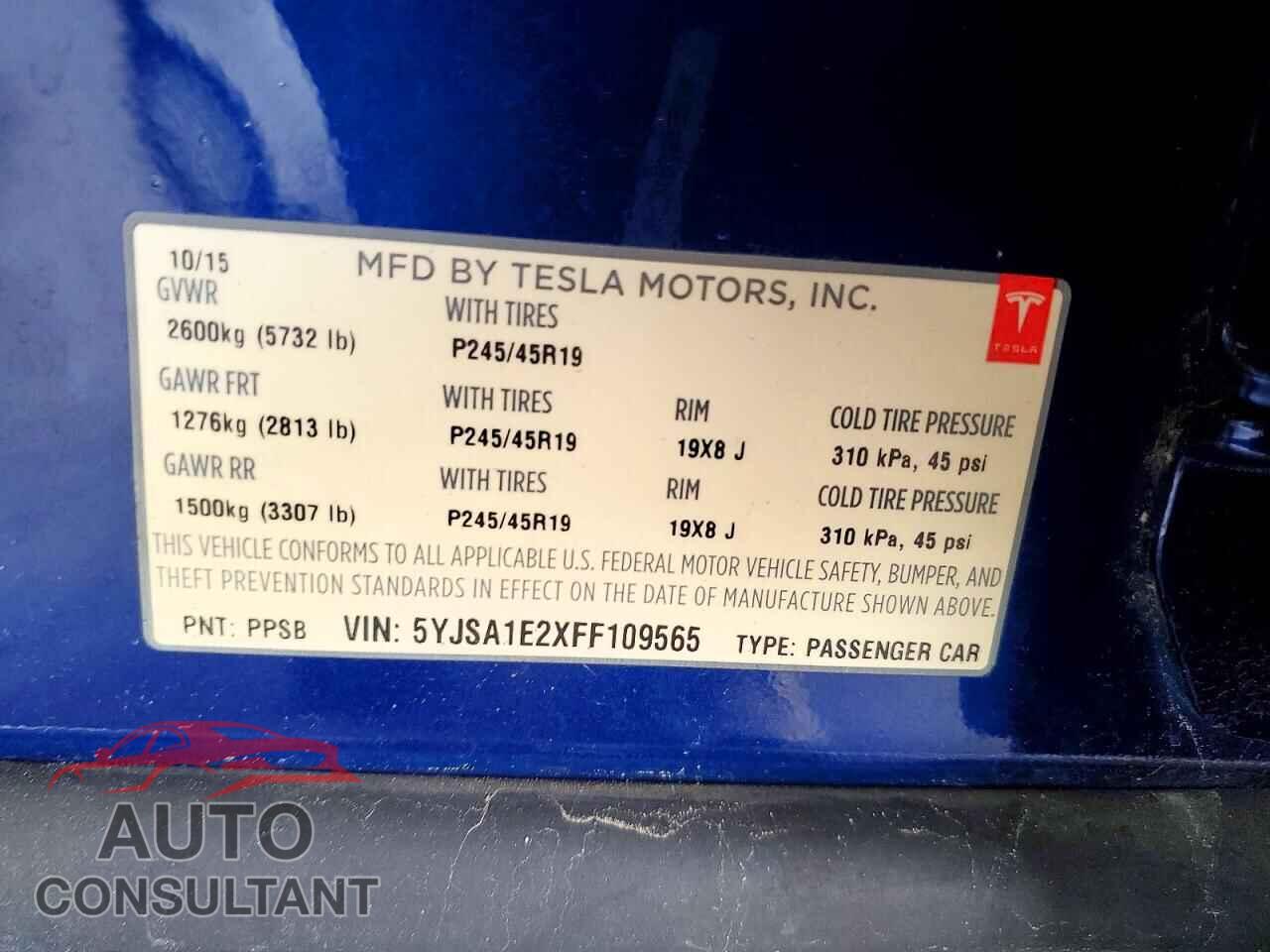 TESLA MODEL S 2015 - 5YJSA1E2XFF109565