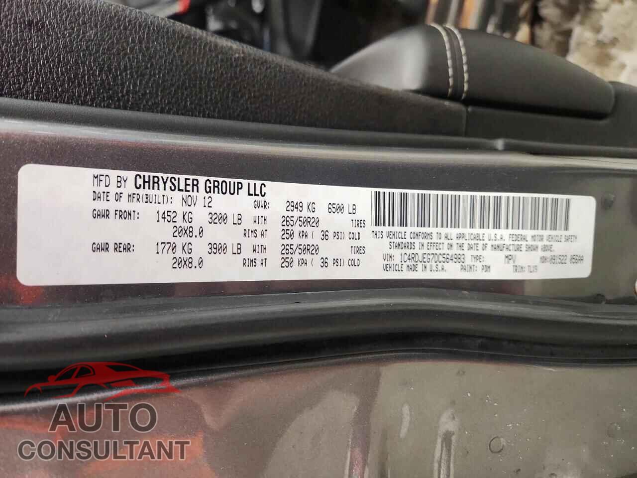 DODGE DURANGO 2013 - 1C4RDJEG7DC564983