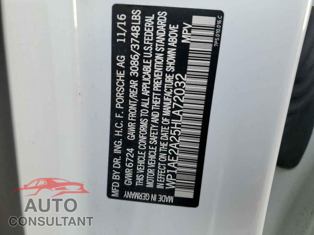 PORSCHE CAYENNE 2017 - WP1AE2A25HLA72032