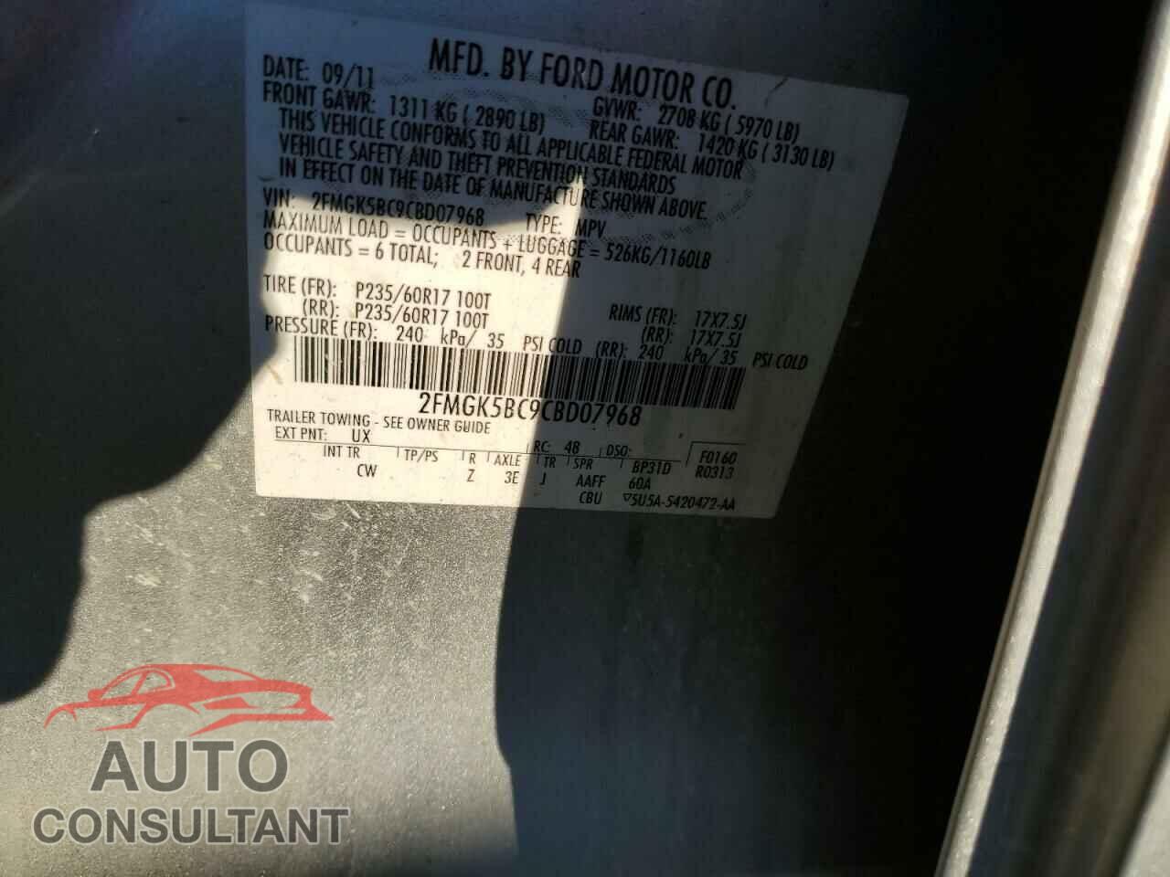 FORD FLEX 2012 - 2FMGK5BC9CBD07968