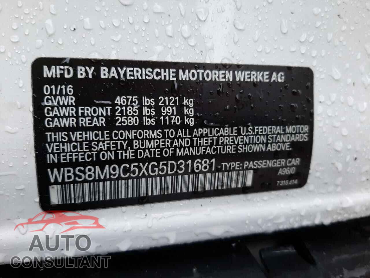 BMW M3 2016 - WBS8M9C5XG5D31681