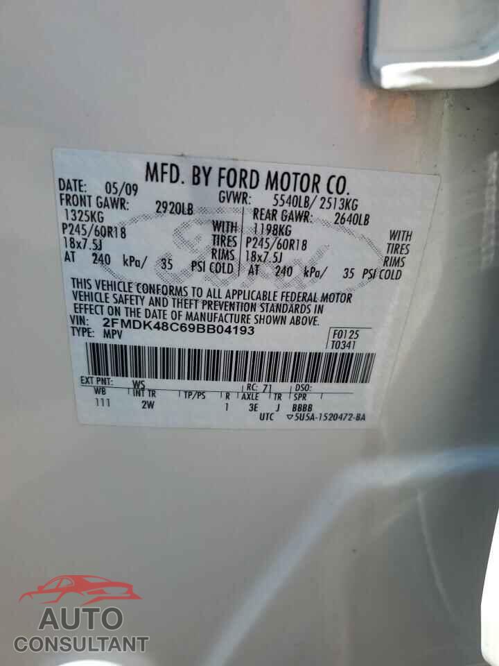 FORD EDGE 2009 - 2FMDK48C69BB04193
