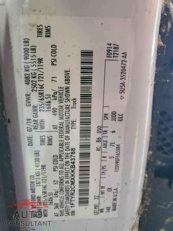 FORD TRANSIT 2019 - 1FTYR2CMXKKB43788
