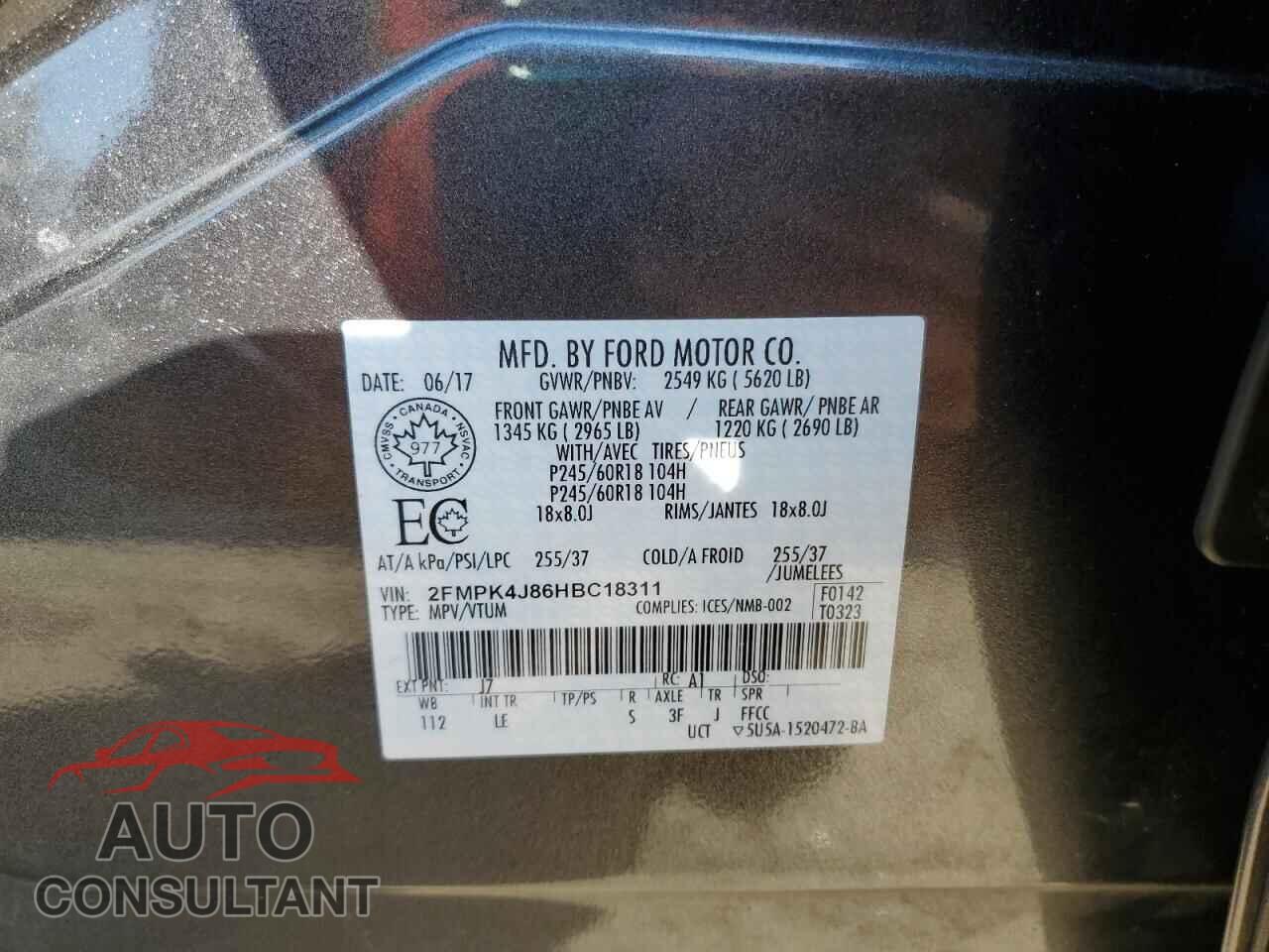 FORD EDGE 2017 - 2FMPK4J86HBC18311