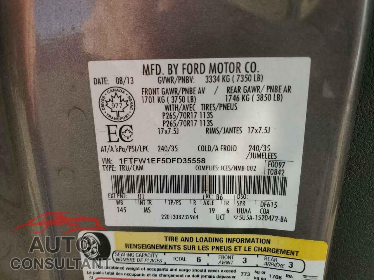 FORD F-150 2013 - 1FTFW1EF5DFD35558