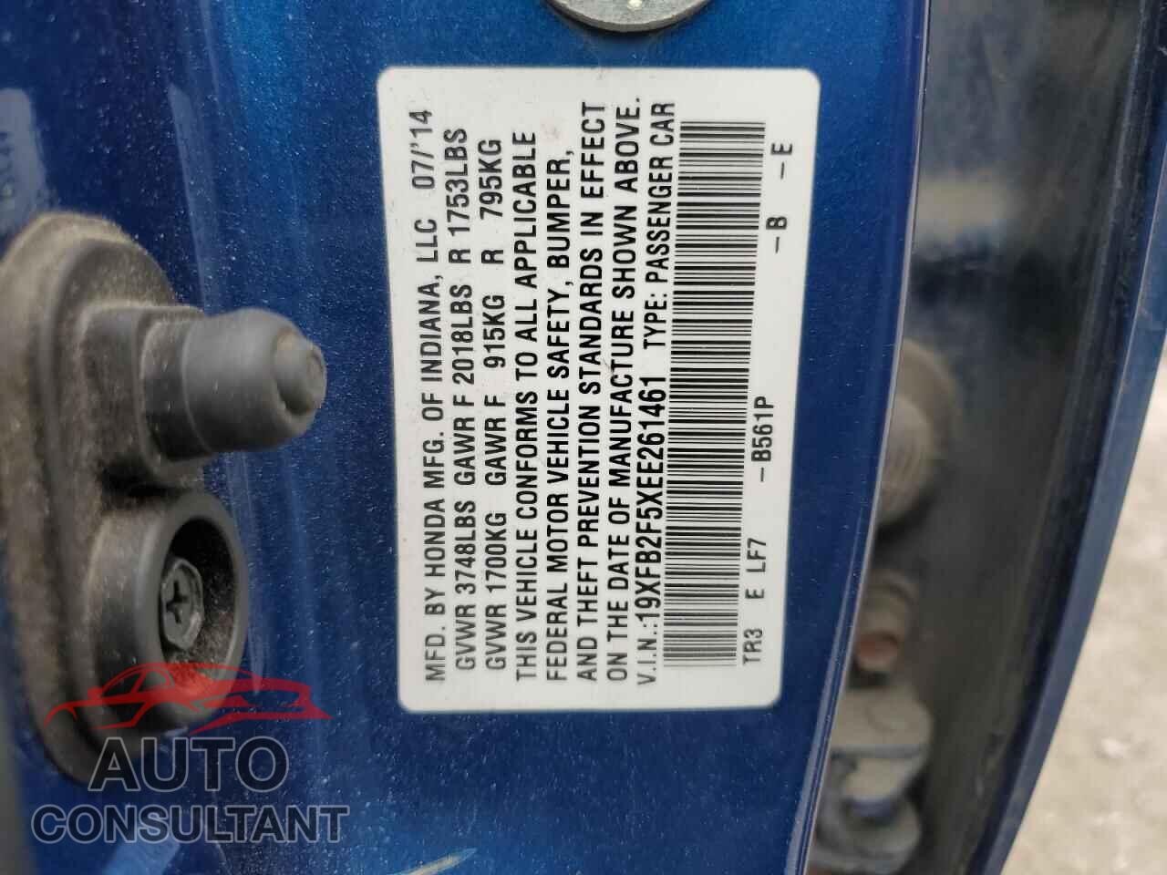 HONDA CIVIC 2014 - 19XFB2F5XEE261461