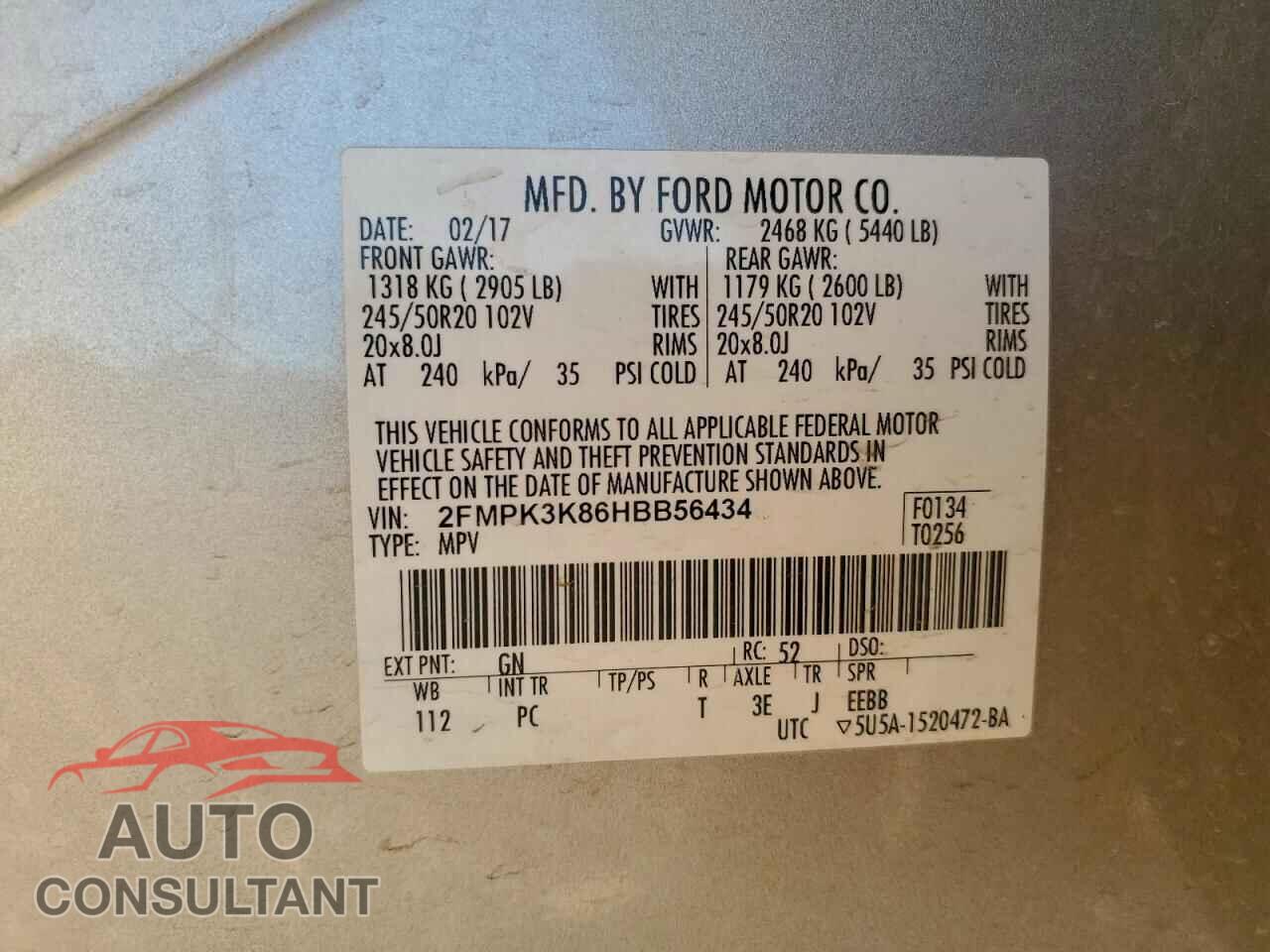 FORD EDGE 2017 - 2FMPK3K86HBB56434