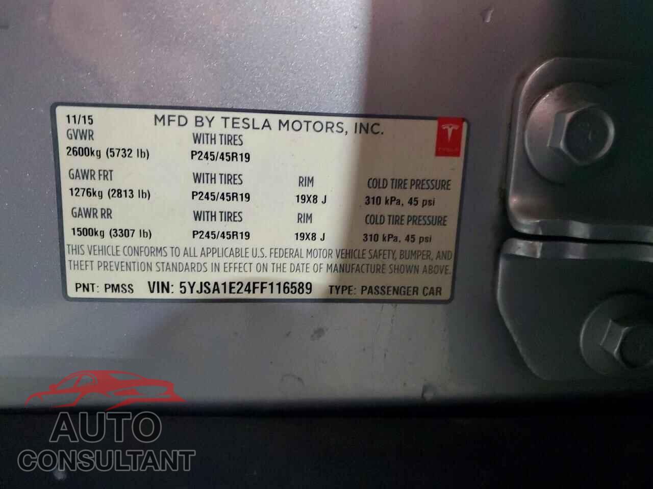 TESLA MODEL S 2015 - 5YJSA1E24FF116589