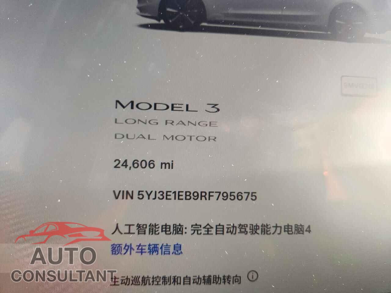 TESLA MODEL 3 2024 - 5YJ3E1EB9RF795675