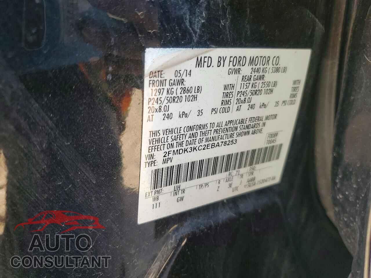 FORD EDGE 2014 - 2FMDK3KC2EBA78253
