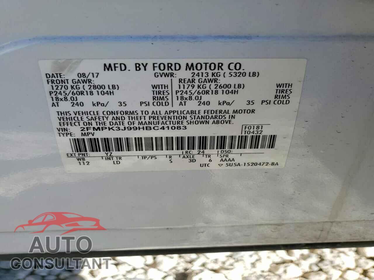 FORD EDGE 2017 - 2FMPK3J99HBC41083