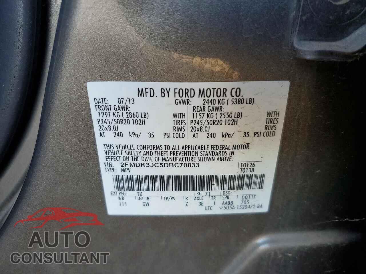 FORD EDGE 2013 - 2FMDK3JC5DBC70833