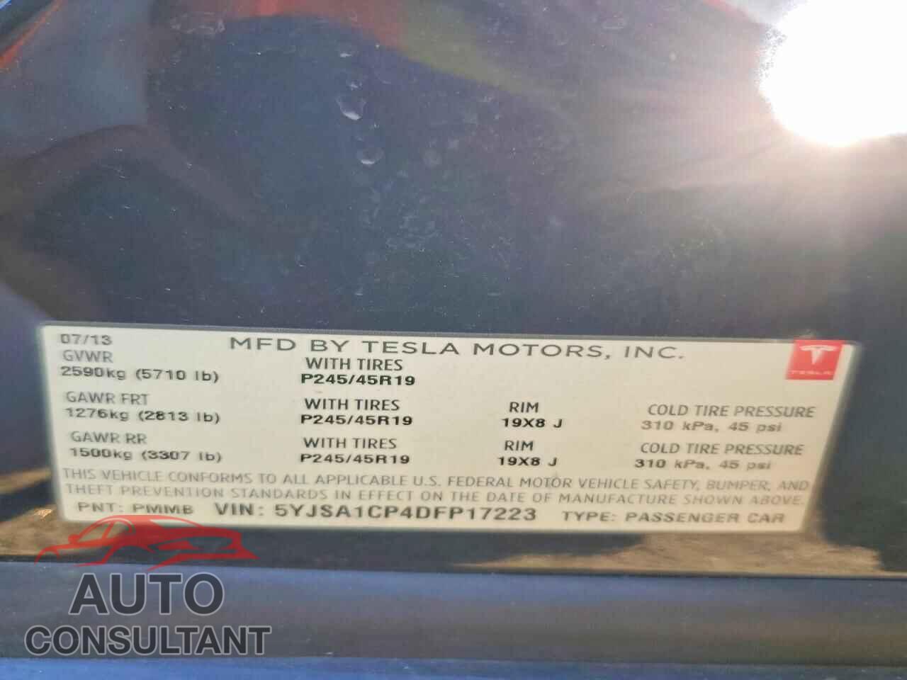 TESLA MODEL S 2013 - 5YJSA1CP4DFP17223