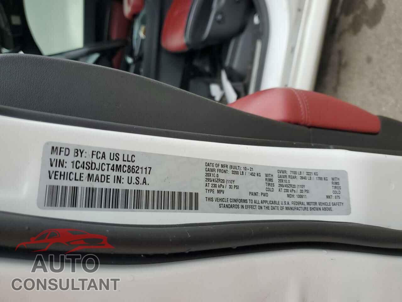 DODGE DURANGO 2021 - 1C4SDJCT4MC862117