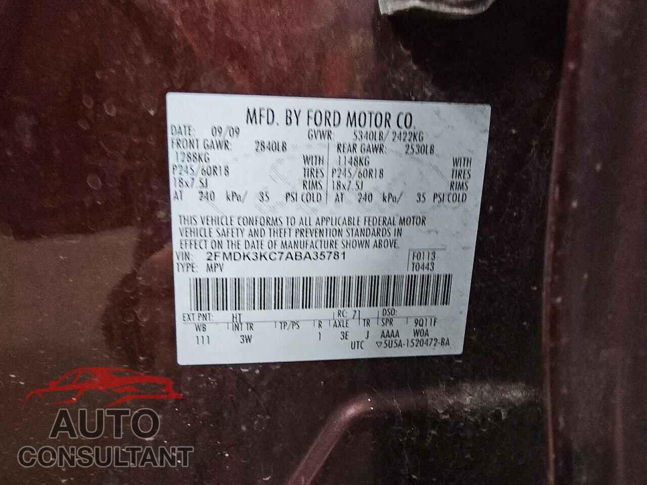 FORD EDGE 2010 - 2FMDK3KC7ABA35781