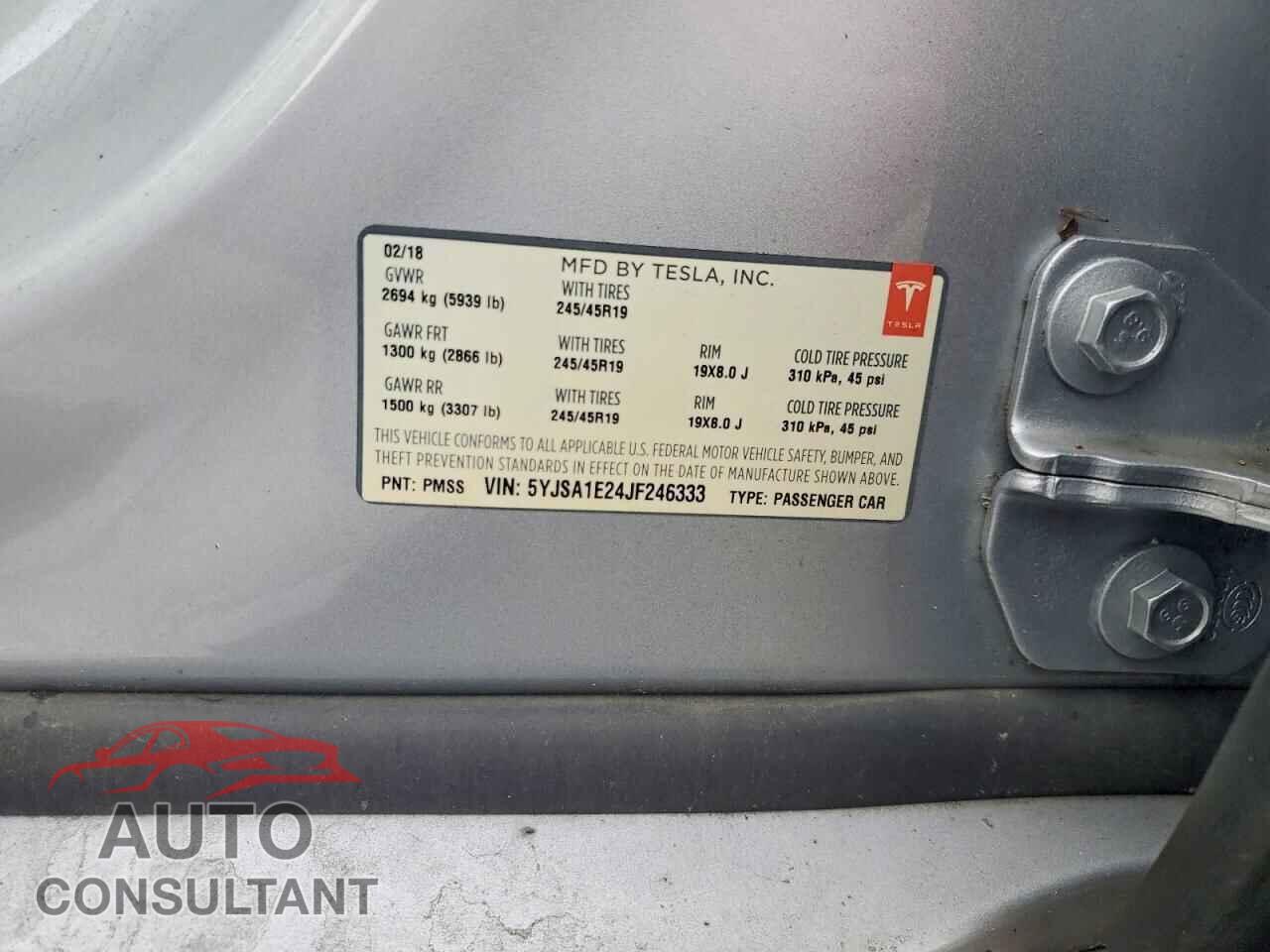 TESLA MODEL S 2018 - 5YJSA1E24JF246333