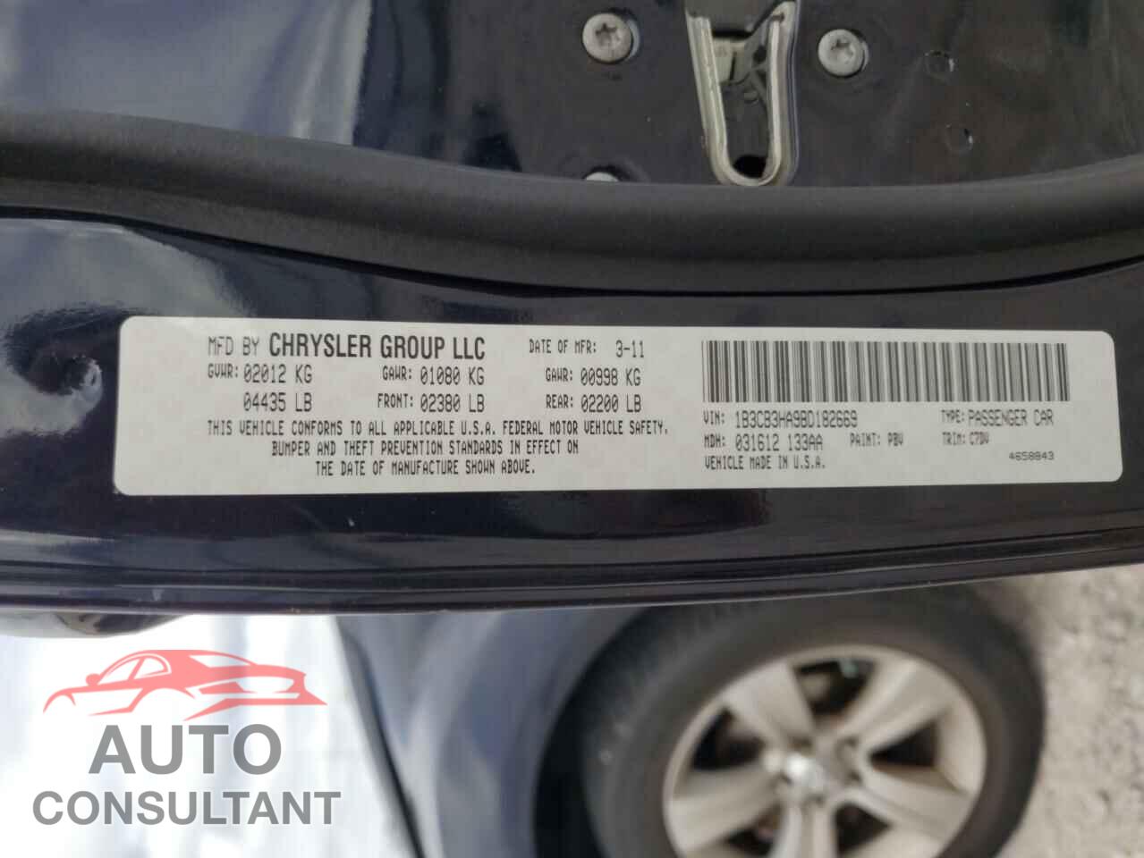 DODGE CALIBER 2011 - 1B3CB3HA9BD182669