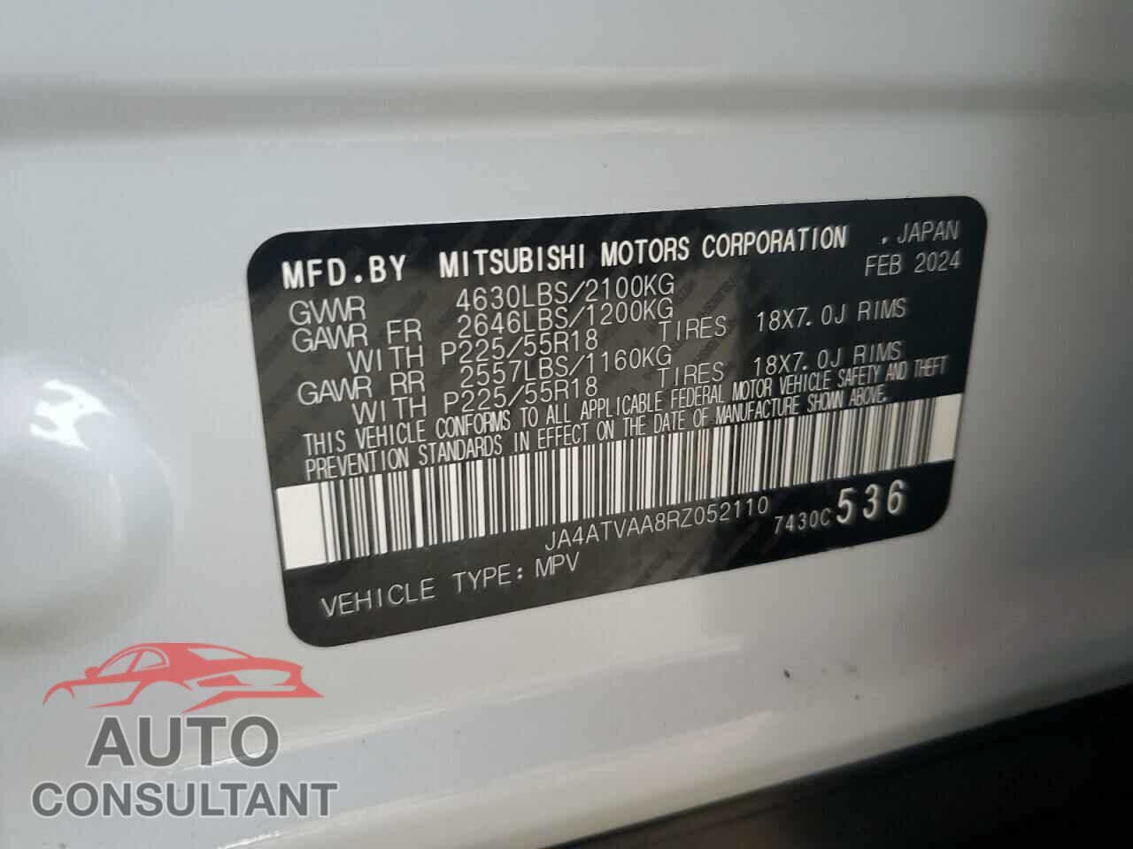 MITSUBISHI ECLIPSE 2024 - JA4ATVAA8RZ052110